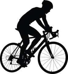Obraz premium Road Cyclist Silhouette Vector Illustration of Professional Bicycle Rider in Dynamic Pose on White Background