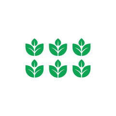 Six green leaf icons arranged in a grid on transparent background