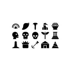 Collection of assorted glyphs and shapes on transparent background