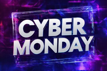 A modern and futuristic Cyber Monday special offer with a techno glitch text style. Perfect for promotions and discounts in the digital world.