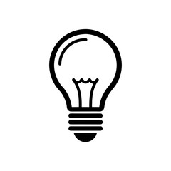 Simple lightbulb outline on white background on transparent background silhouette