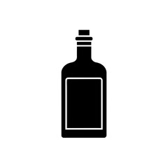 Illustration of a filled liquor bottle on transparent background silhouette