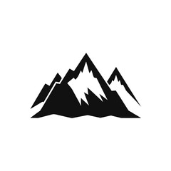 Illustration of three mountain peaks black on transparent background silhouette