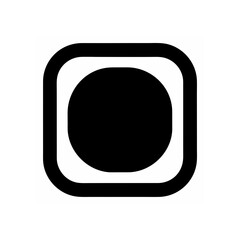 Black circle inside rounded square frame on transparent background silhouette