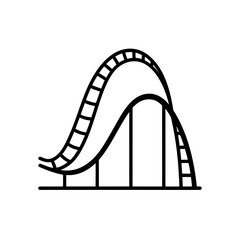 Simple roller coaster outline illustration on transparent background silhouette