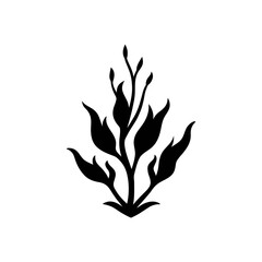 Silhouette floral design with pointy leaves on transparent background