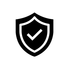 Shield with a check mark in the center icon on transparent background silhouette