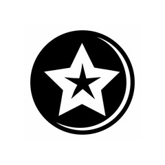 Star inside a circle with crescent shape on transparent background silhouette
