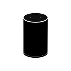 Black cylindrical electronic device view on transparent background silhouette