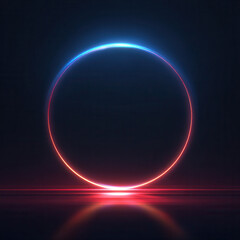 Obraz premium Colorful circular light display against a dark background creating a modern visual effect for digital art or design
