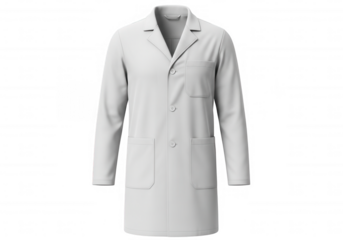White lab coat with pockets isolated on a transparent background