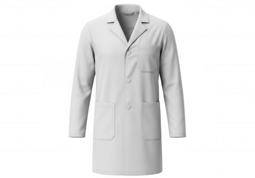 White lab coat with pockets isolated on a transparent background