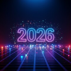 Year 2026 on Neon Grid