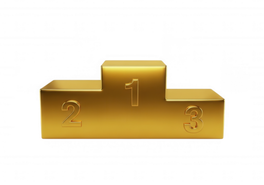 Golden podium award winner isolated on a transparent background