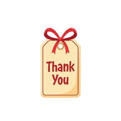 Thank you gift tag with red ribbon bow