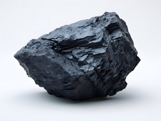 Dramatic Close-up of a Volcanic Basalt Stone with Detailed Texture and Rich Coloration on a Clean Background