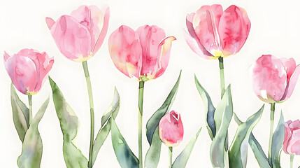 tulip watercolor illustration pastel pink