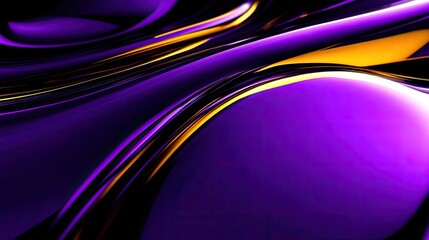 Elegant Abstract Design with Fluid Shapes in Purple and Gold