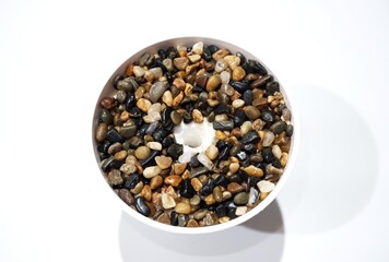 Decorative Plant Pot Filled with Natural Pebbles and Colorful Stones