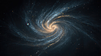 Fototapeta premium Swirling galaxy captured in deep space showcasing cosmic dust and starlight in a vivid spiral formation
