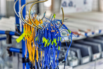 rack drawers with cables and connectors, factory automotive electric harnesses , electric copper wire