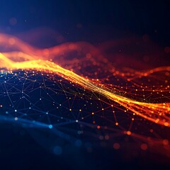 Abstract digital wave pattern of connected dots and lines