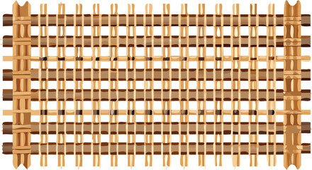 Woven bamboo mat with a checkered pattern of alternating light and dark brown strips, creating a natural, rustic aesthetic.