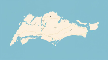 Detailed Map of Singapore Island Showing Roads Rivers and Cities