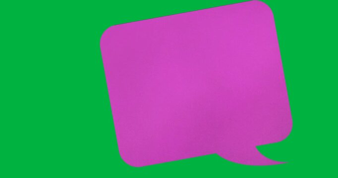 Digital animation of pink blank speech bubble with copy space against black background