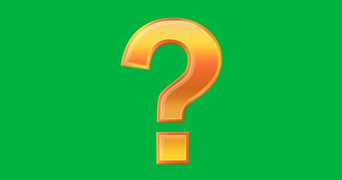Digital animation of golden question mark symbol against black background