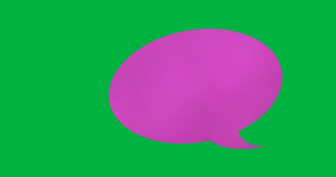 Digital animation of pink blank speech bubble with copy space against black background