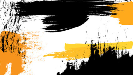 ABSTRACT BACKGROUND WITH SHAPES MESSY BRUSH BLACK ORANGE COLORFUL GRUNGE DESIGN VECTOR TEMPLATE FOR WALLPAPER, COVER DESIGN