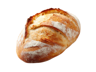 Crusty artisan bread loaf baked freshly golden brown, Isolated On White Background, Png Transparent