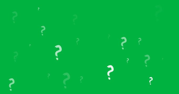 Digital animation of multiple question mark symbols against black background