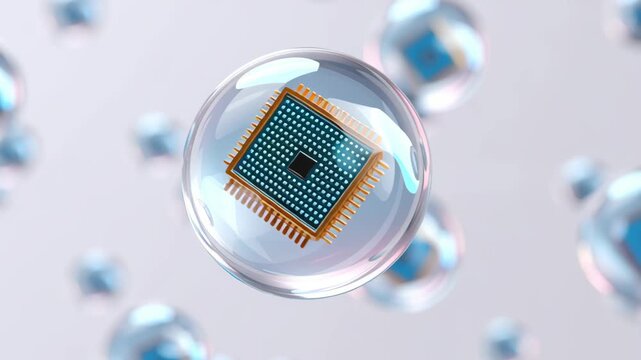 A bubble forming in the technology stock sector concept. Technology stock prices that are overvalued and at risk of a sharp decline.