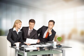 Manager, training of business people in meeting in office