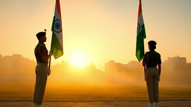 Guardians of the Tricolor Honoring India s Republic Day with Patriotic Display at Dawn