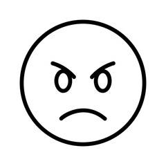 Vector black line icon for Angry face