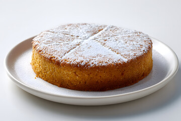 Deliciously Simple Orange Cake on a White Plate with Minimalist Style and Clean Background
