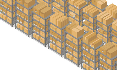  Cargo Warehouse — Organized Shelving with Cardboard Boxes Vector illustration, business storage elements, easily editable.