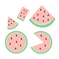 Vector watermelon slices in various shapes 