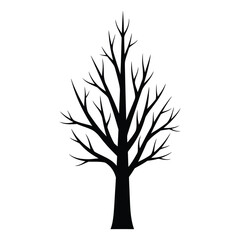 Obraz premium Silhouette of a bare deciduous tree with intricate branches reaching upwards in a naturalistic form