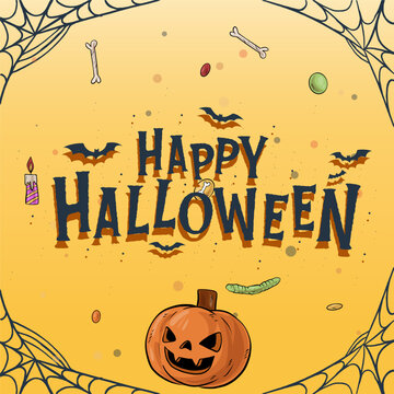 design vector Happy Halloween Festive Greeting Card logo design 