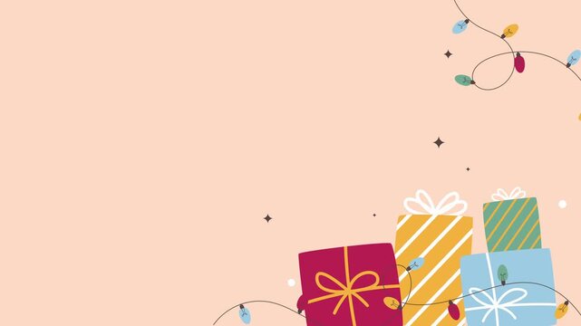 Minimal Christmas Background Animation with Copy Space and String Lights