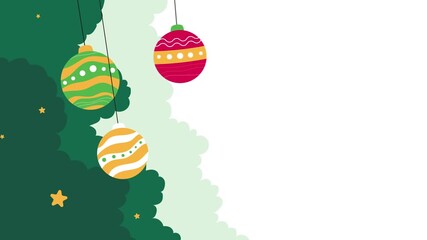 Minimal flat Christmas background with hanging ornaments, holly leaves, and bells, perfect for holiday greetings or festive promo videos with copy space. - Powered by Adobe