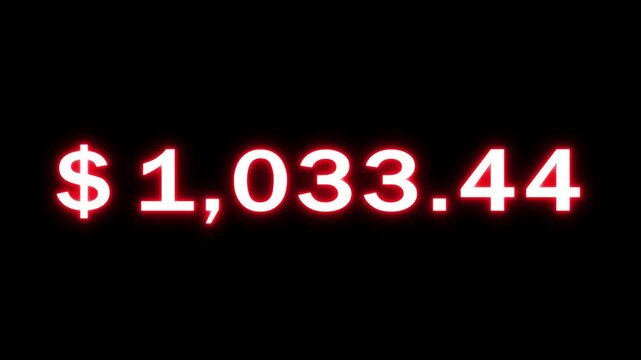 Dollar counting animation. Dollar and money increasing number. Dollar counter from 0 to 2060 animation. Business growth  and profit number.