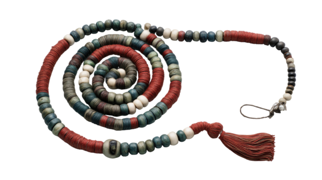 Elegant necklace of colorful beads with intricate design perfect for fashion jewelry accessory isolated on white background