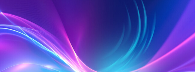 Bright abstract background with ultraviolet neon lines, waves, glow
