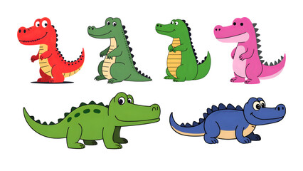 Fun, cute and colorful cartoon crocodile vector illustration