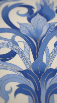 Close Up of Hand Painted Decorative Delftware Tulip Design
